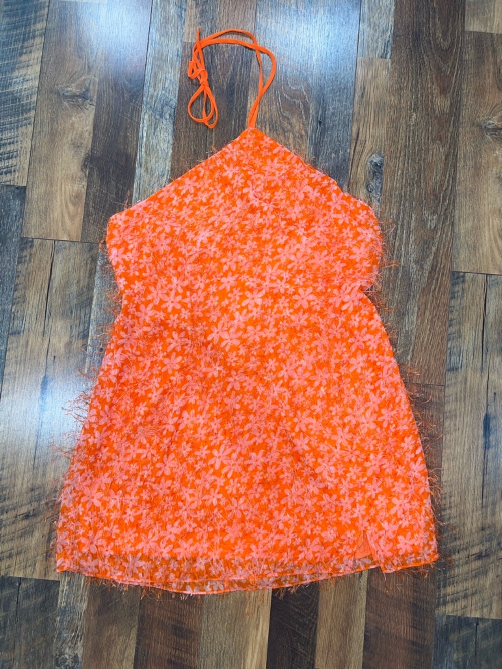 wild fable Neon Orange Floral Mini Dress